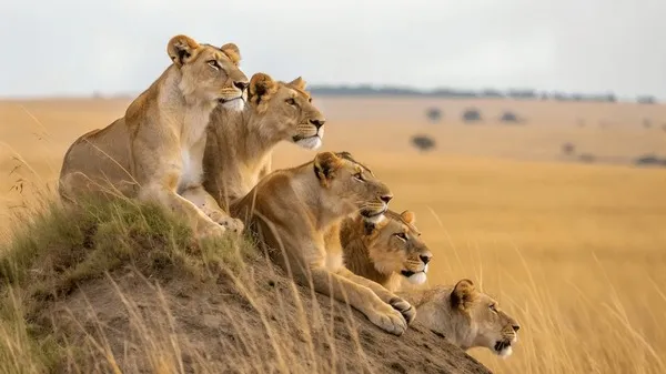 非洲狮群在草原上凝望远方 - 四虎tv | 每日影像